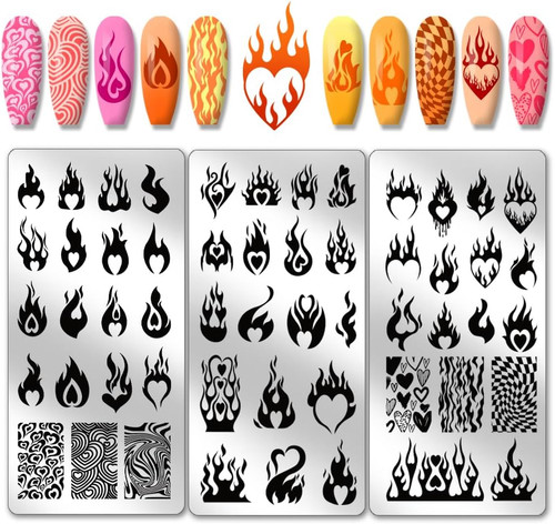 3pcs love flame nail - 3pcs,
