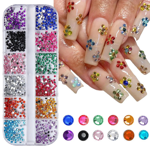 Grid crystal nail art - nail,