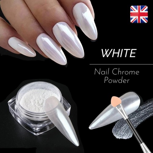 White nail chrome powder - nail,