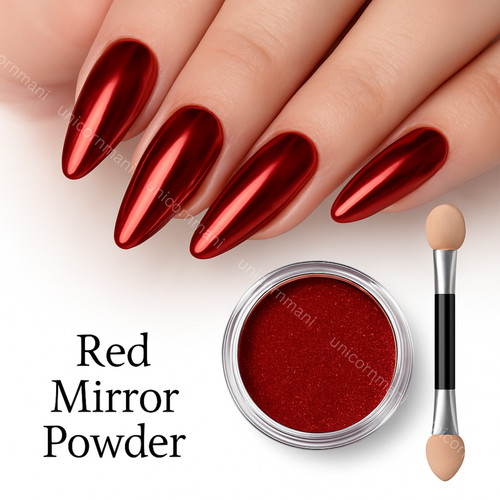 Red mirror nail - art, powder