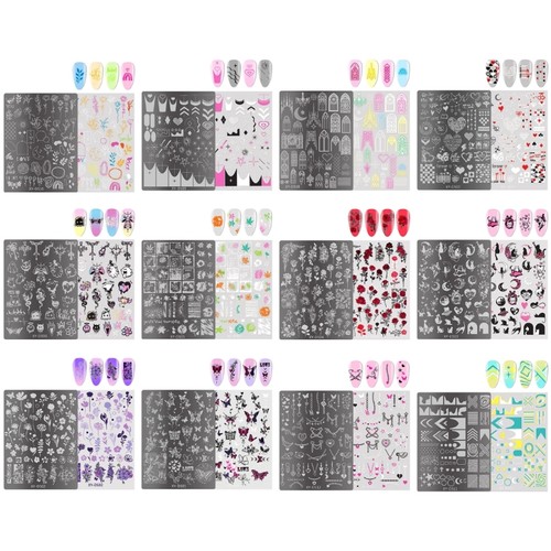 French nails template flowers - french,