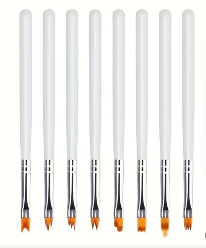 8pcs white nail brush set - brush,