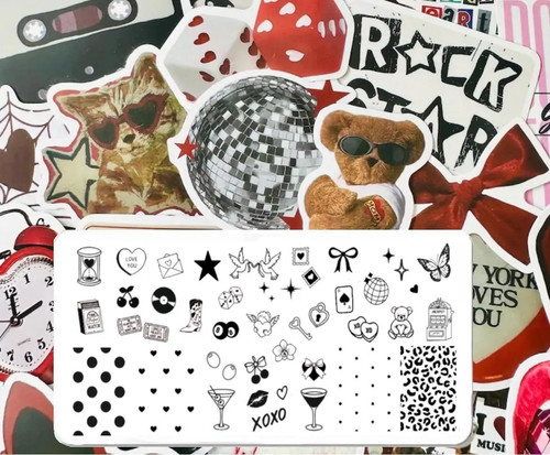 Cutesy nail art stamping plate - cutesy,