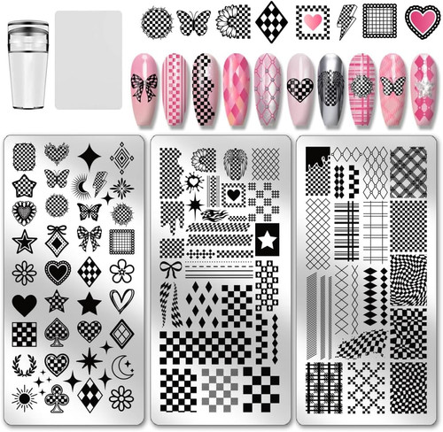 Pandahall 3pcs plaid nail - 3pcs,