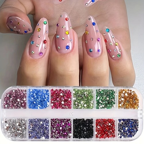 Grid crystal nail art - nail,